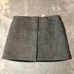 H&M Edition Houndstooth Mini Skirt Women Size 4 Snap Front MicroCheck Preppy New